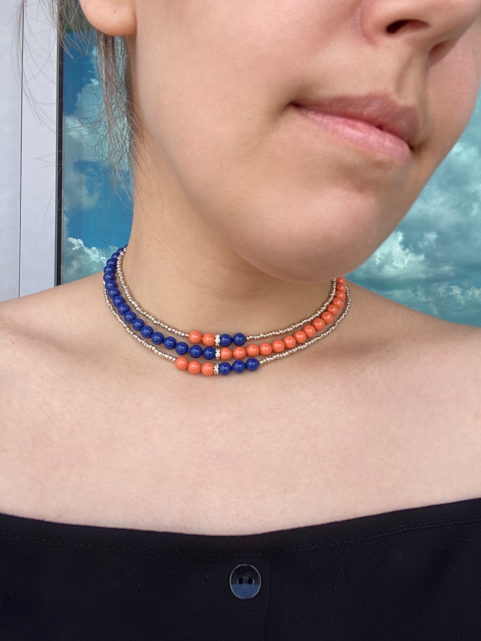 Liubov Salagaeva in "Blue Tangerine" Swarovski Collar